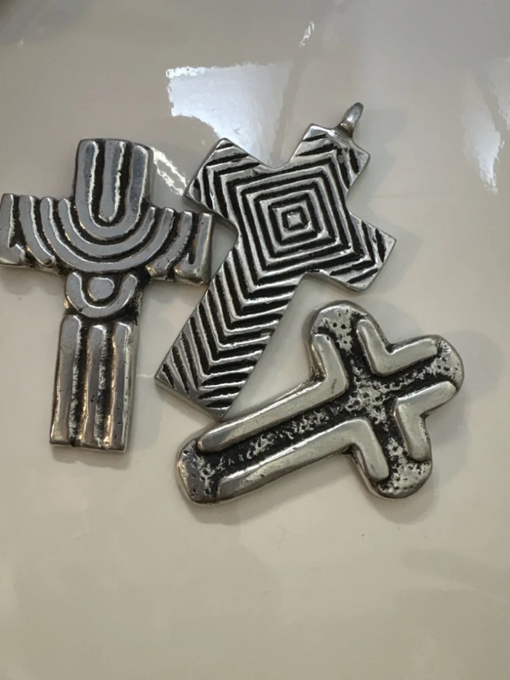 Vintage Southwestern Wall Cross Set Rustic Metal Decor Artisan 3pc - Picture 2 of 7